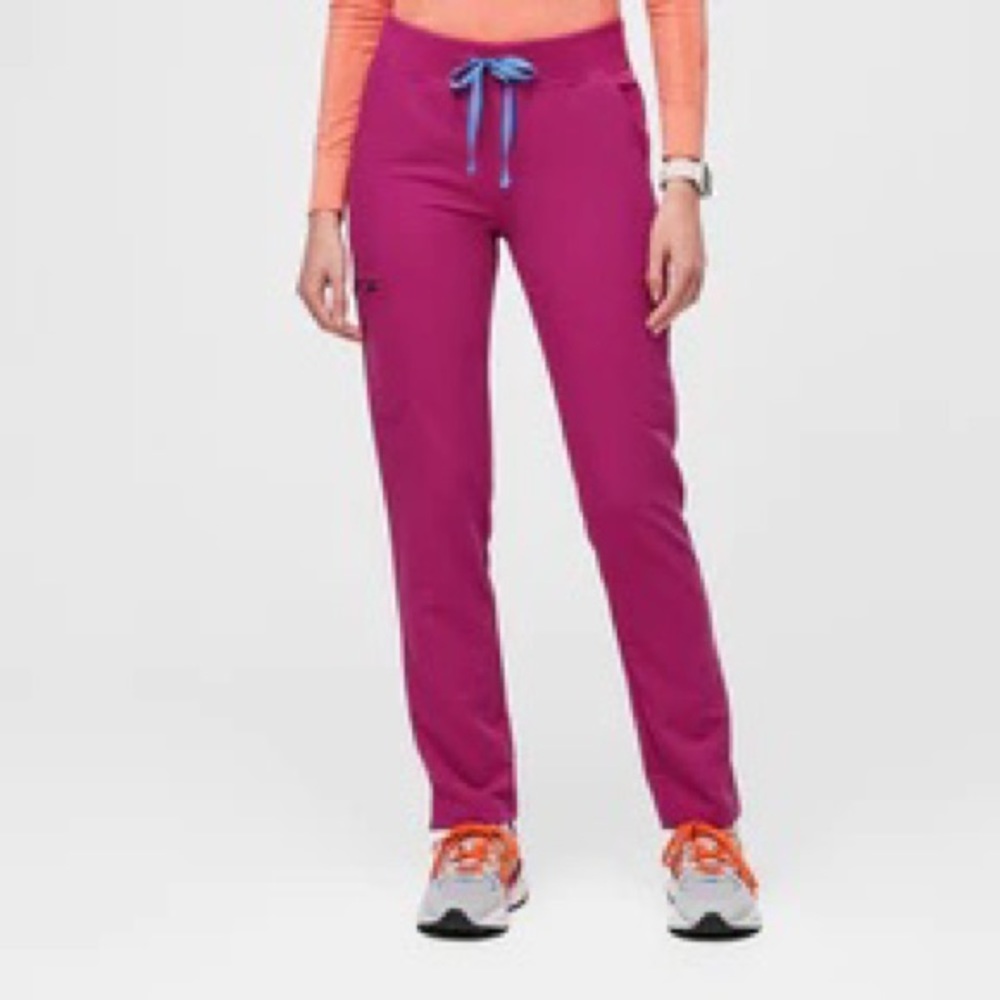 Figs Raspberry Sorbet High Waisted Tall Skinny Scrub Pants
